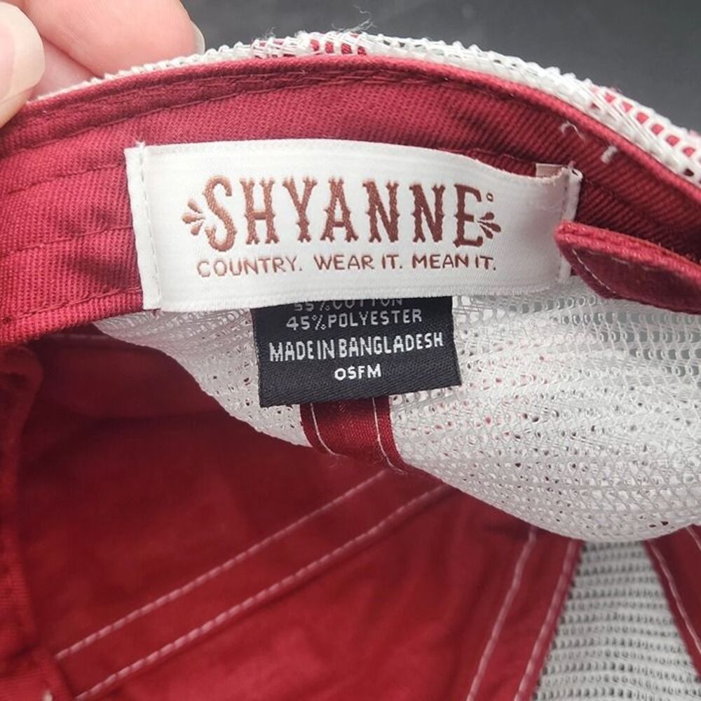 Shyanne I Love America Hat USA Cap Adjustable Garnet Red White Mesh Distressed - Picture 2 of 8
